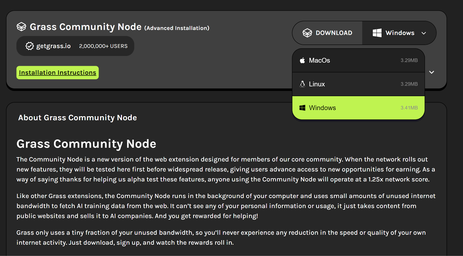 Community Node Download Interface